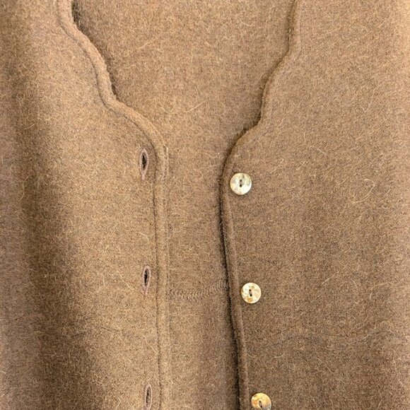 Beyond Threads Alpaca Sweater Jacket Wool Rich Brown Scalloped Edges Structured - Picture 4 of 16